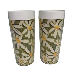 Thermo-Serv West Bend Vintage Floral Daisy Plastic Insulated Tumblers-Set of 2